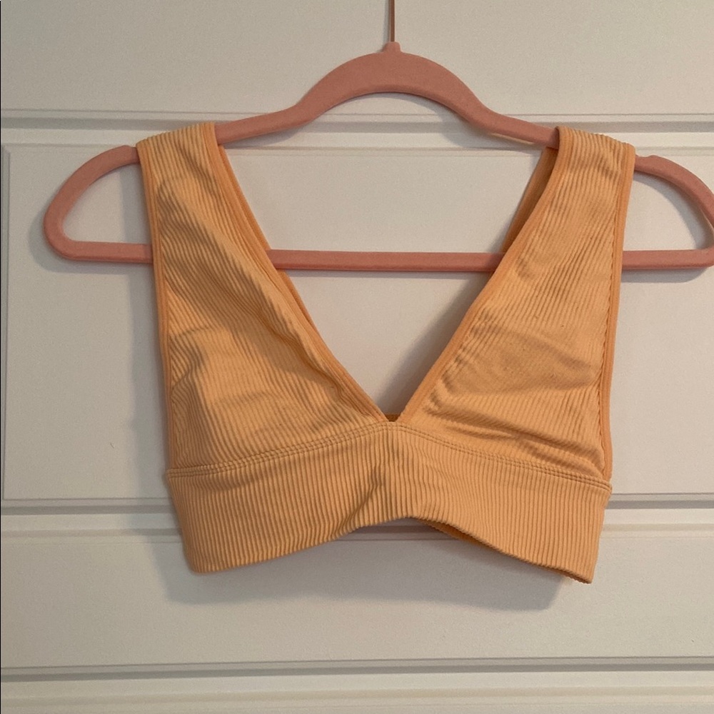 Garage Peach Ribbed Crop Top